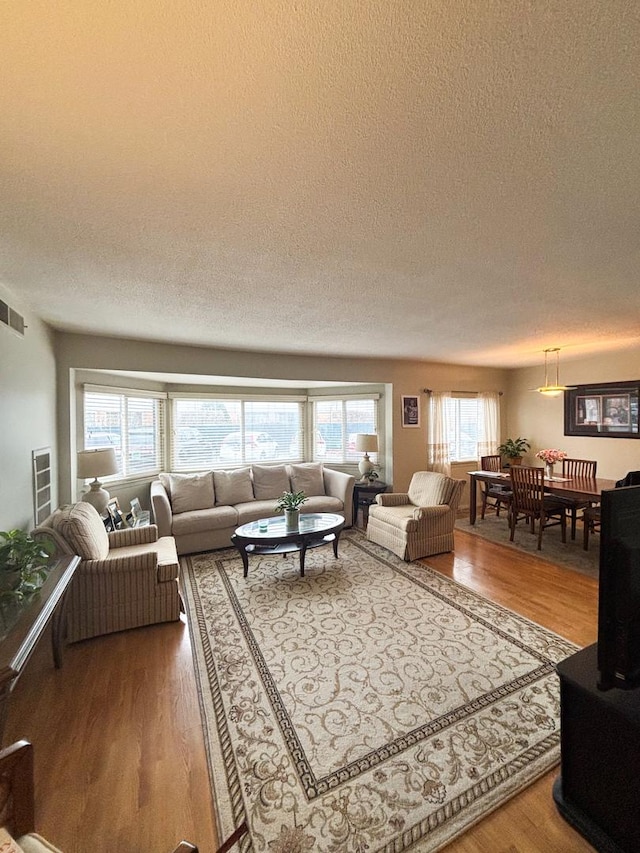 5500 Lincoln Ave Ave Unit 118E, Morton Grove, IL 60053 - living room featuring wood finished floors and a textured ceiling