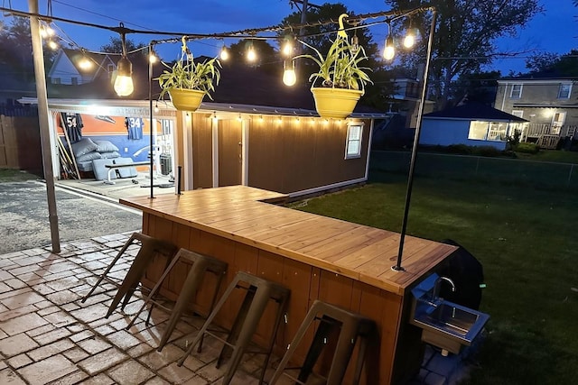 exterior space with outdoor dry bar
