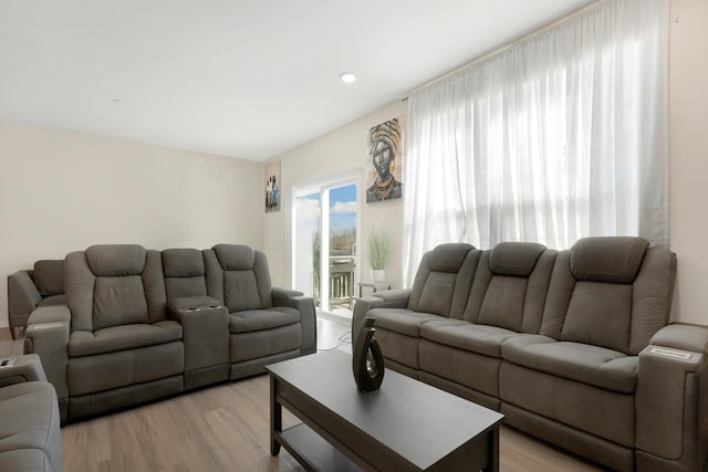 living room with light wood-type flooring