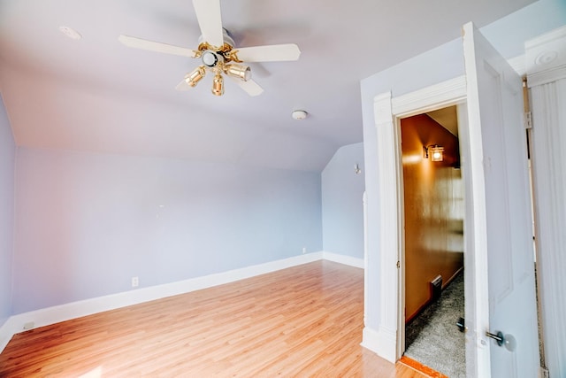 245 E 4th Ave, Clifton, IL 60927 - bonus room featuring baseboards, light wood finished floors, ceiling fan, and lofted ceiling