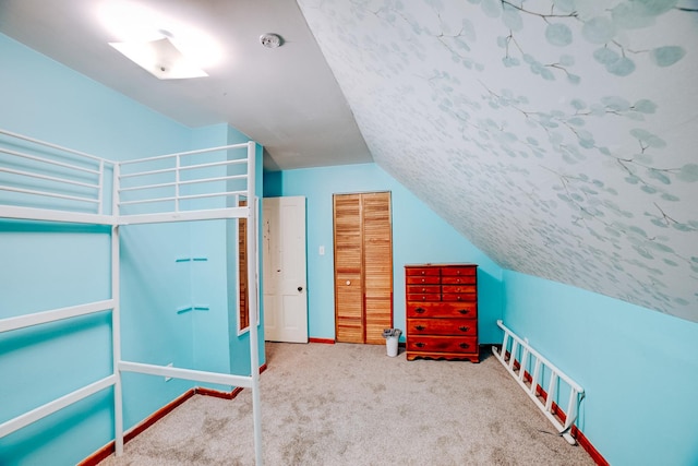 245 E 4th Ave, Clifton, IL 60927 - unfurnished bedroom with vaulted ceiling, carpet, and a closet