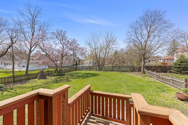 17864 Gladville Ave, Homewood, IL 60430 - wooden deck featuring a lawn and a fenced backyard