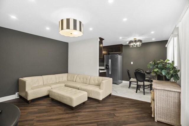 230 Dodge Ave Unit D, Evanston, IL 60202 - living room with recessed lighting, baseboards, and wood finished floors