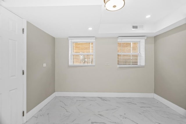 230 Dodge Ave Unit D, Evanston, IL 60202 - empty room featuring marble finish floor, recessed lighting, baseboards, and visible vents