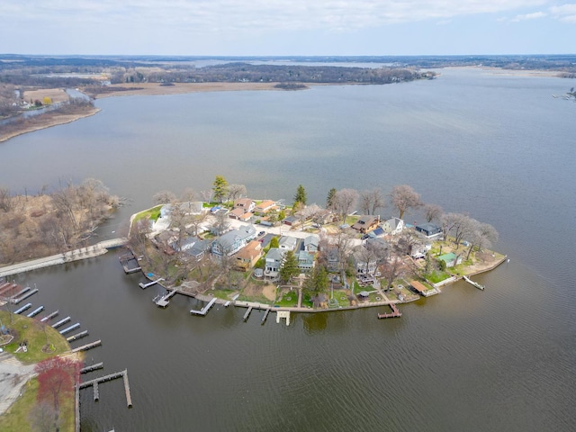 aerial view with a water view and a residential view