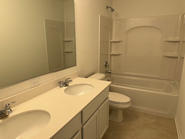 640 Henry Ln, Oswego, IL 60543 - full bathroom with toilet, tile patterned floors, shower / washtub combination, and double vanity