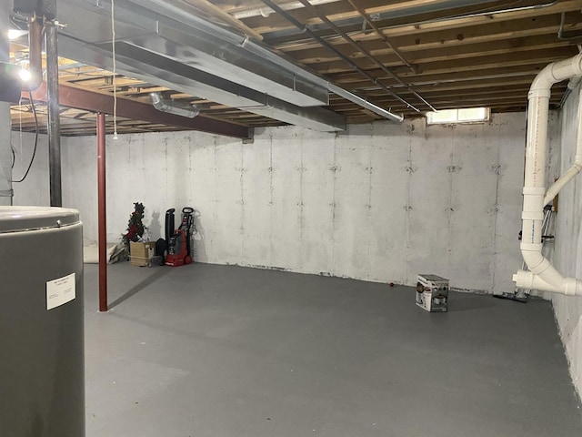 below grade area with electric water heater