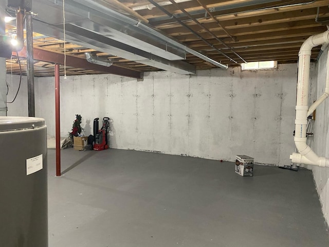 below grade area with water heater