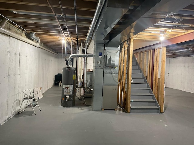 unfinished basement with stairs
