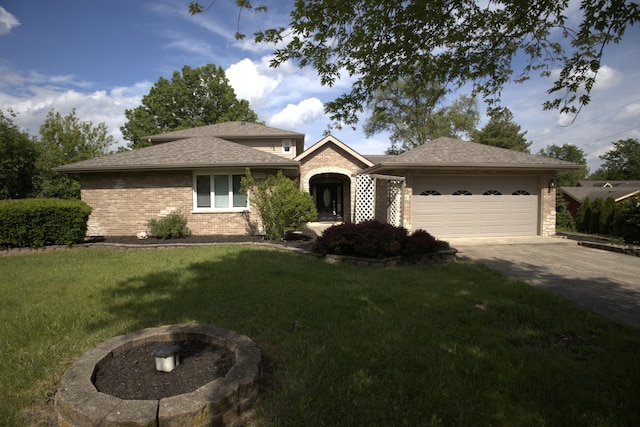 19049 S Parker Rd, Mokena, IL 60448 - ranch-style home with driveway, brick siding, an attached garage, and a front lawn