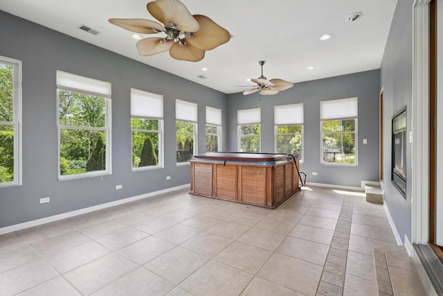 19049 S Parker Rd, Mokena, IL 60448 - unfurnished sunroom with a jacuzzi, tile patterned floors, and recessed lighting