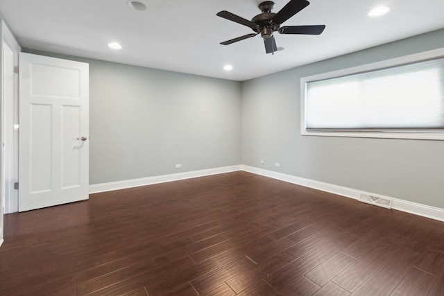 19049 S Parker Rd, Mokena, IL 60448 - spare room with dark wood-style flooring, a ceiling fan, and recessed lighting