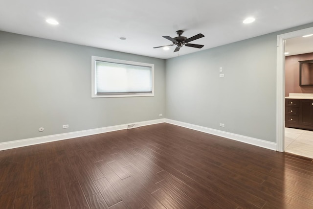 19049 S Parker Rd, Mokena, IL 60448 - unfurnished room featuring a ceiling fan, wood finished floors, and recessed lighting