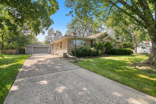 12332 S Harold Ave, Palos Heights, IL 60463 - ranch-style home featuring a front yard, fence, stone siding, and concrete driveway