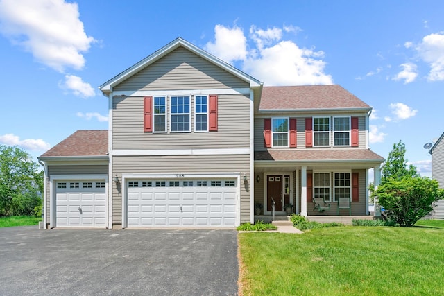 968 Pattee Ave, Elburn, IL 60119 - traditional home with driveway, covered porch, a front yard, and a shingled roof