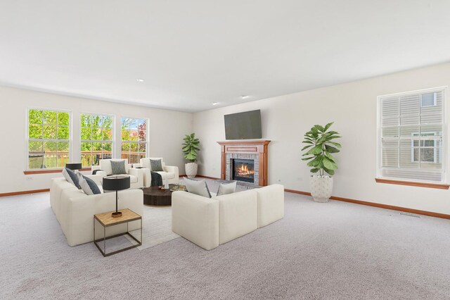 968 Pattee Ave, Elburn, IL 60119 - living area with baseboards, carpet flooring, and a glass covered fireplace