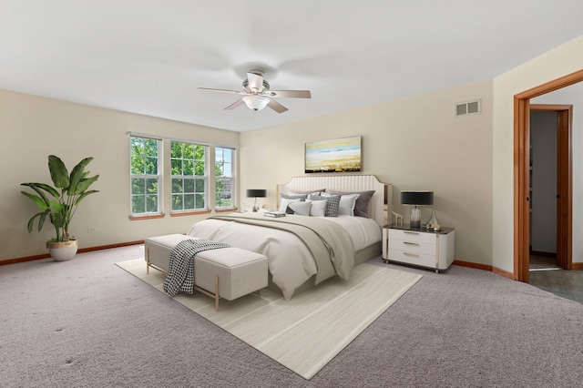 968 Pattee Ave, Elburn, IL 60119 - bedroom featuring light carpet, baseboards, and a ceiling fan