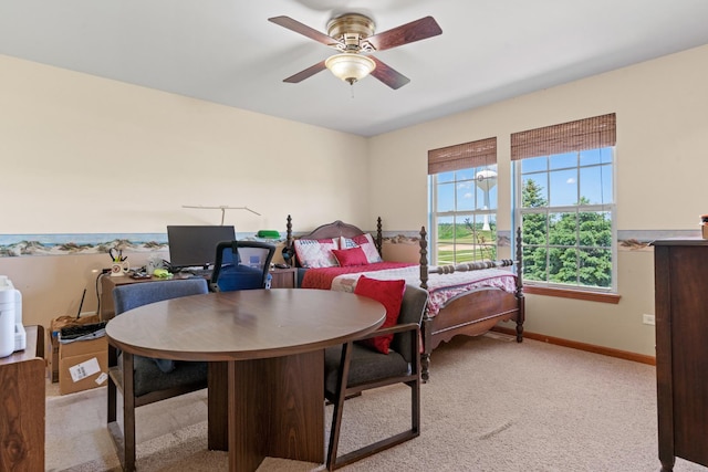 968 Pattee Ave, Elburn, IL 60119 - bedroom featuring light colored carpet, baseboards, and ceiling fan