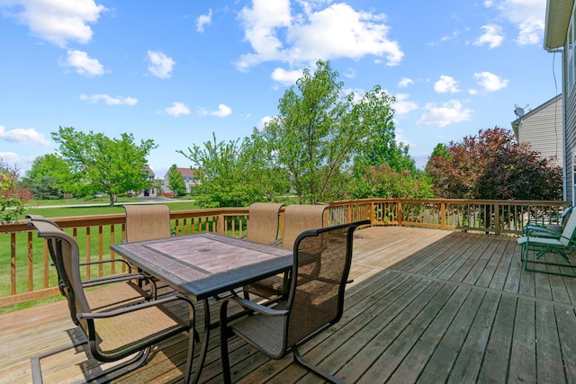 968 Pattee Ave, Elburn, IL 60119 - wooden deck featuring outdoor dining space and a lawn