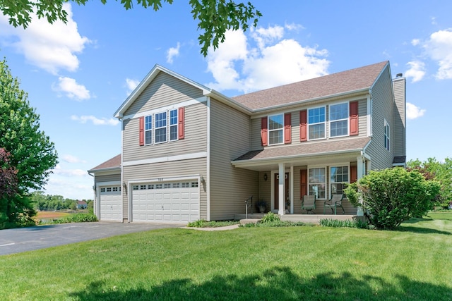 968 Pattee Ave, Elburn, IL 60119 - view of front facade featuring a porch, driveway, a garage, and a front lawn