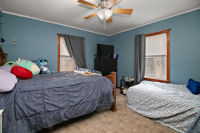 493 W Chebanse Ave, Chebanse, IL 60922 - carpeted bedroom featuring a ceiling fan and ornamental molding