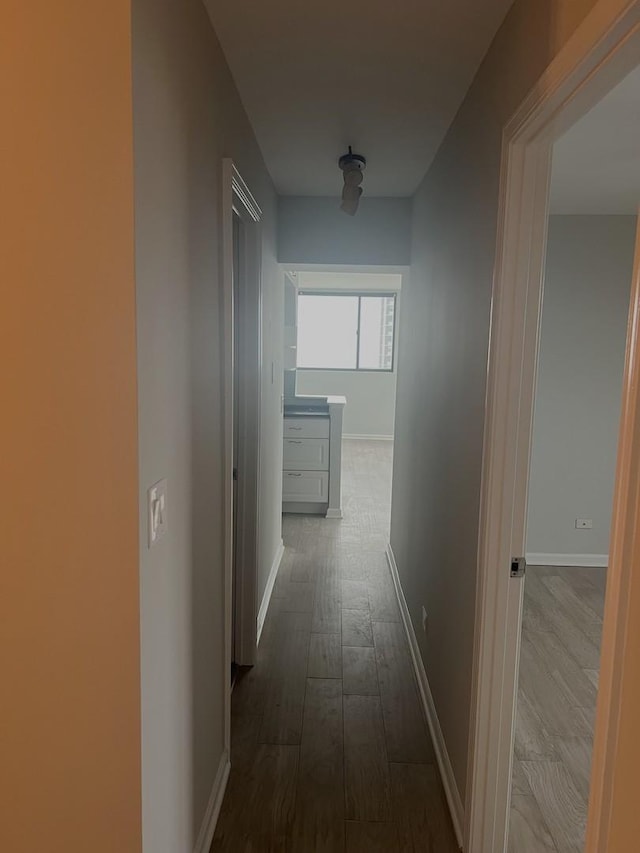 6150 N Kenmore Ave Unit 15B, Chicago, IL 60660 - hallway with dark wood-style floors and baseboards