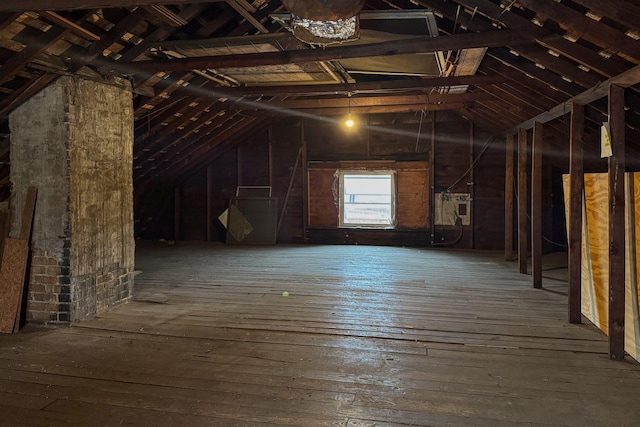 view of unfinished attic