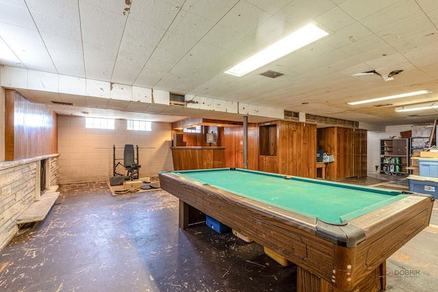 117 Audrey Ln, Mount Prospect, IL 60056 - playroom with concrete block wall and billiards