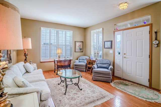 living area featuring light wood finished floors