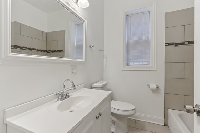 3220 W Polk St, Chicago, IL 60624 - bathroom with vanity, toilet, tile patterned flooring, and shower / washtub combination