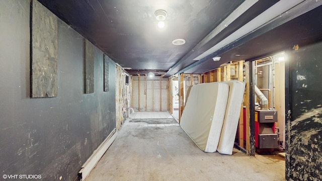 view of unfinished basement