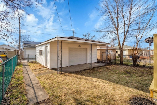 detached garage with fence
