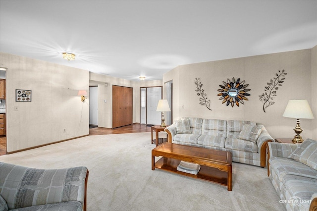 view of carpeted living area