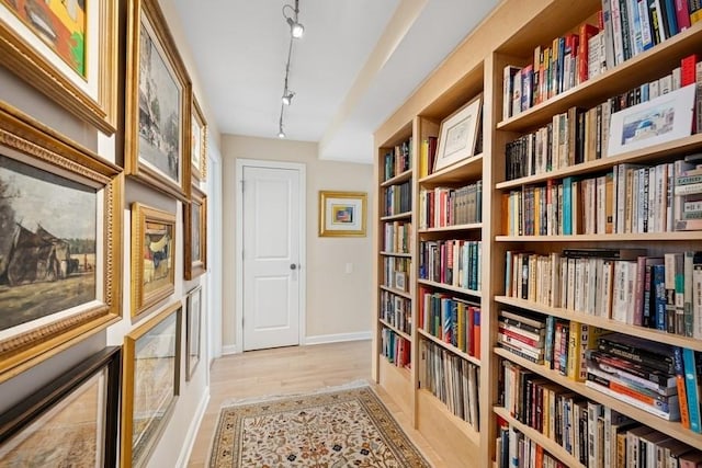 1555 N Dearborn Pkwy Unit 25Ab, Chicago, IL 60610 - hall with rail lighting, wood finished floors, and baseboards