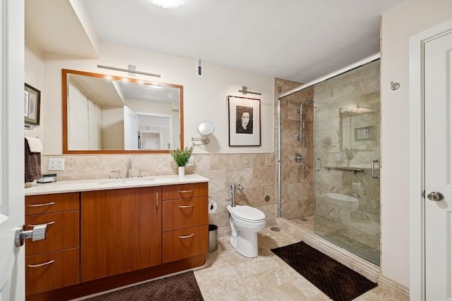 1555 N Dearborn Pkwy Unit 25Ab, Chicago, IL 60610 - full bath with tile walls, a shower stall, vanity, toilet, and tile patterned flooring