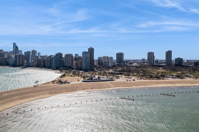 1555 N Dearborn Pkwy Unit 25Ab, Chicago, IL 60610 - aerial view with a view of city, a view of the beach, and a water view