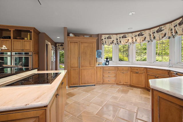 621 Chatfield Rd, New Lenox, IL 60451 - kitchen with oven, black electric stovetop, plenty of natural light, light countertops, and recessed lighting