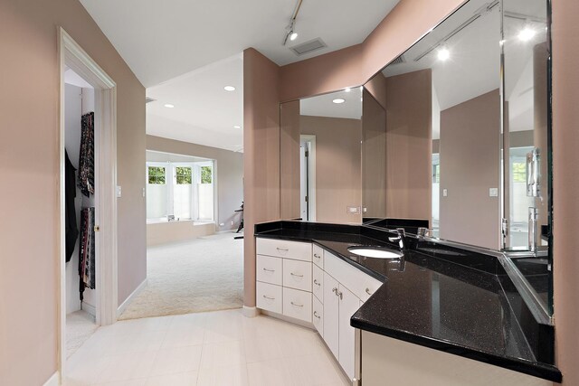 621 Chatfield Rd, New Lenox, IL 60451 - bathroom with vanity, track lighting, recessed lighting, french doors, and baseboards