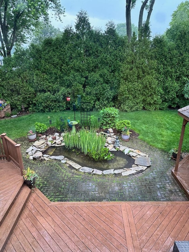 view of yard featuring a deck