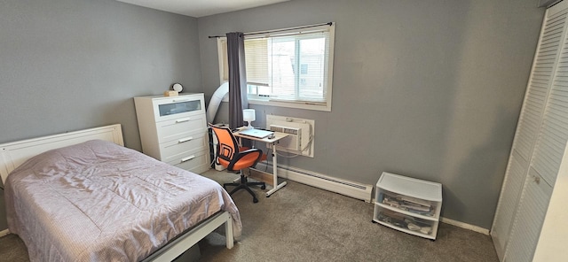 2508 Algonquin Rd Unit 5, Rolling Meadows, IL 60008 - carpeted bedroom with baseboard heating, a wall mounted AC, an office area, and baseboards