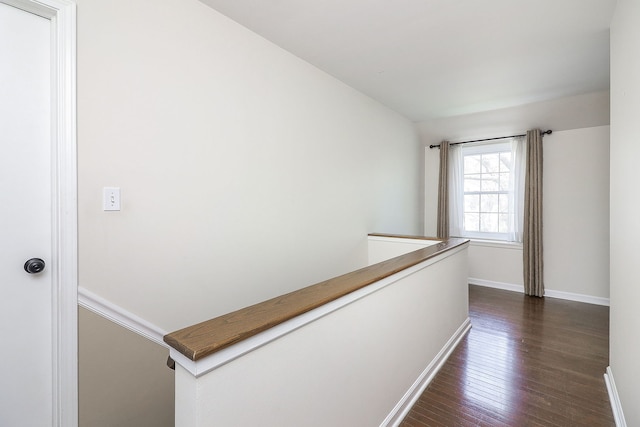 416 E Bauer Rd, Naperville, IL 60563 - corridor with an upstairs landing, dark wood-style floors, and baseboards