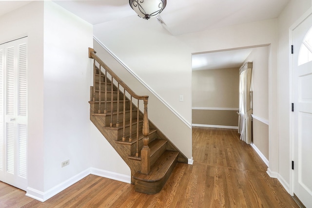 416 E Bauer Rd, Naperville, IL 60563 - stairs featuring baseboards and wood finished floors