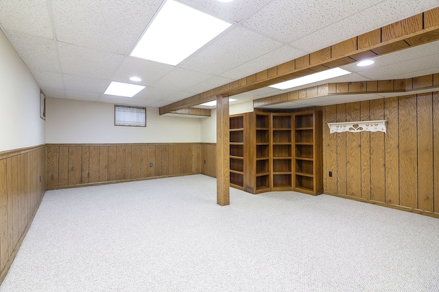 416 E Bauer Rd, Naperville, IL 60563 - finished below grade area with wooden walls, a wainscoted wall, a drop ceiling, and carpet