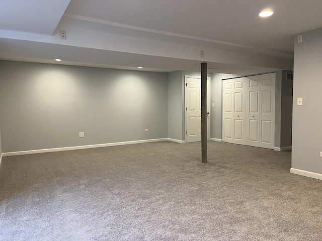 2835 Cattail Ct Unit B, Wauconda, IL 60084 - finished basement featuring carpet flooring, baseboards, and recessed lighting