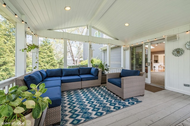 1485 Lexington Rd, Green Oaks, IL 60048 - sunroom with an outdoor hangout area, vaulted ceiling, and plenty of natural light
