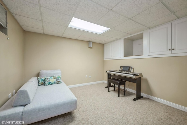 1485 Lexington Rd, Green Oaks, IL 60048 - sitting room featuring light carpet, a paneled ceiling, and baseboards