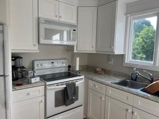 113 E Winchester Rd Unit C, Libertyville, IL 60048 - kitchen featuring white appliances, a wealth of natural light, white cabinetry, and a sink
