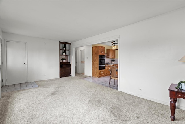 6449 W 84th St, Burbank, IL 60459 - unfurnished living room with light carpet and ceiling fan