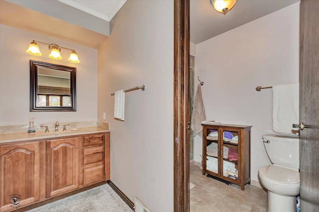 145 Markev Ln, New Lenox, IL 60451 - full bathroom featuring toilet, crown molding, vanity, and baseboards