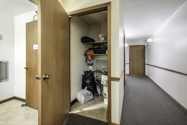 6430 W Belle Plaine Ave Unit 508, Chicago, IL 60634 - hall featuring baseboards, light carpet, and light floors